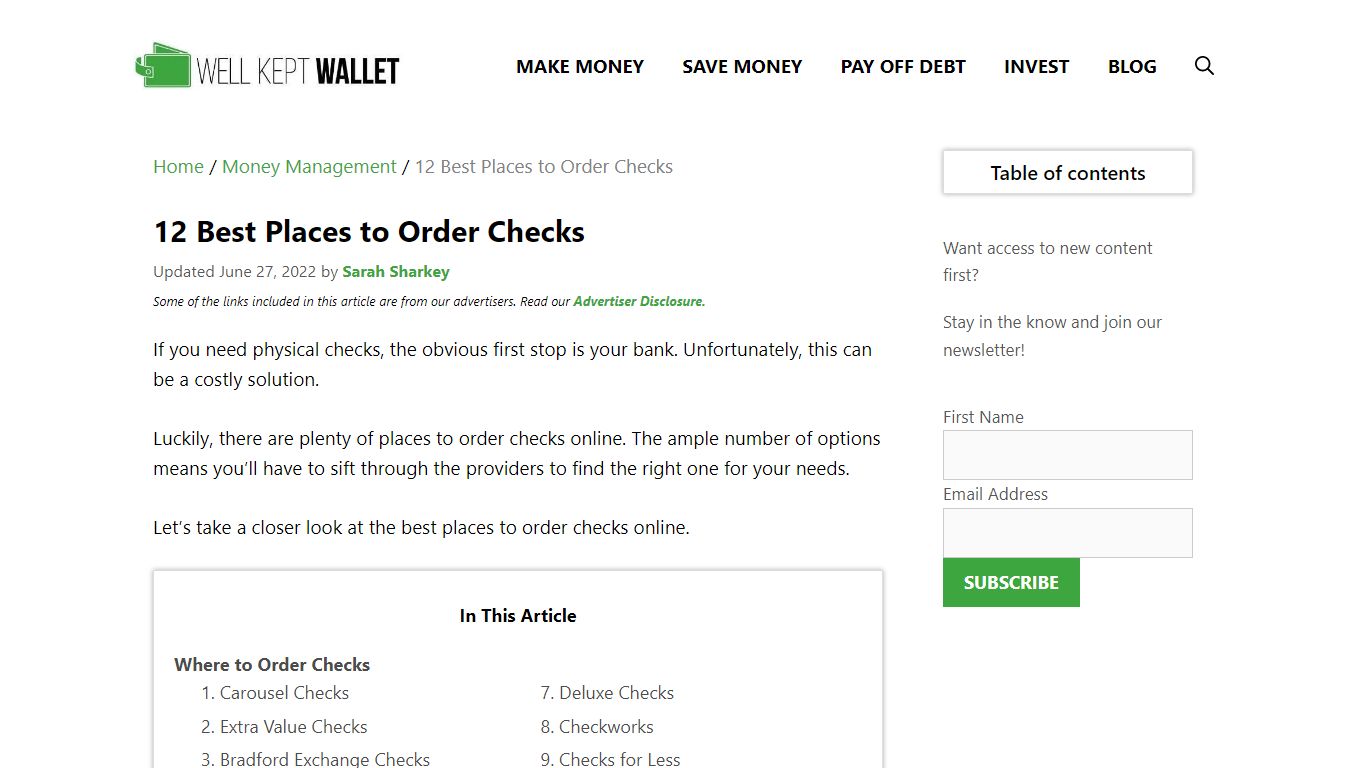 12 Best Places to Order Checks - Well Kept Wallet