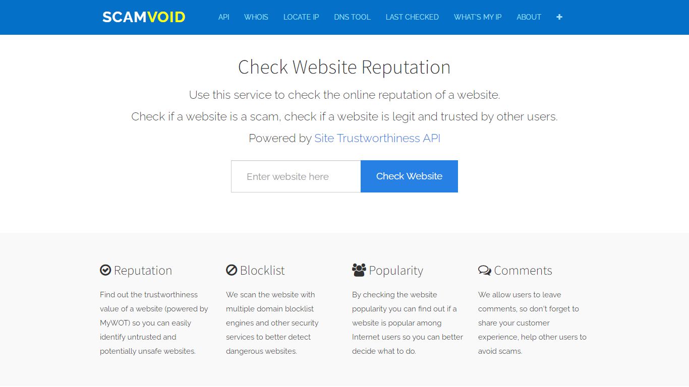 Check if a Website is Legitimate or Scam | Scamvoid